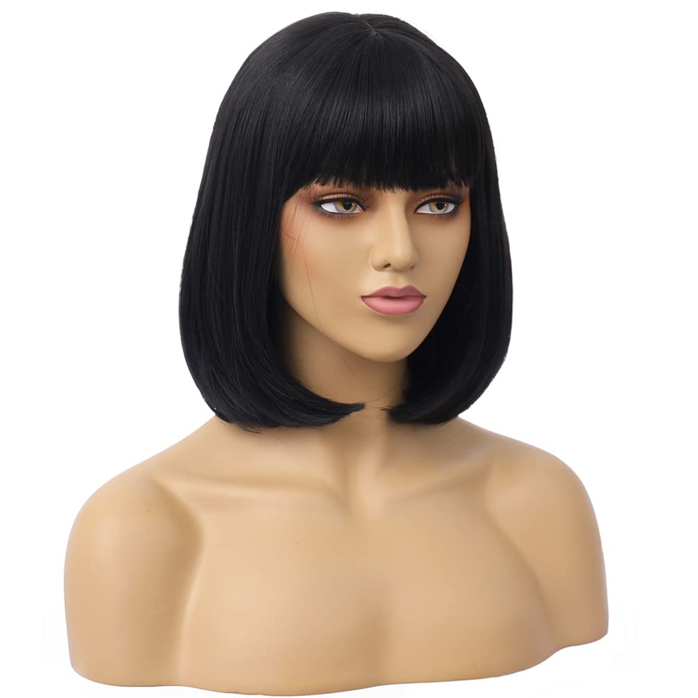 12 Inches Black Wig Short