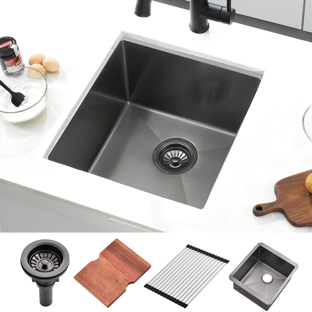 Undermount Black Stainless Steel Kitchen Bar Sink