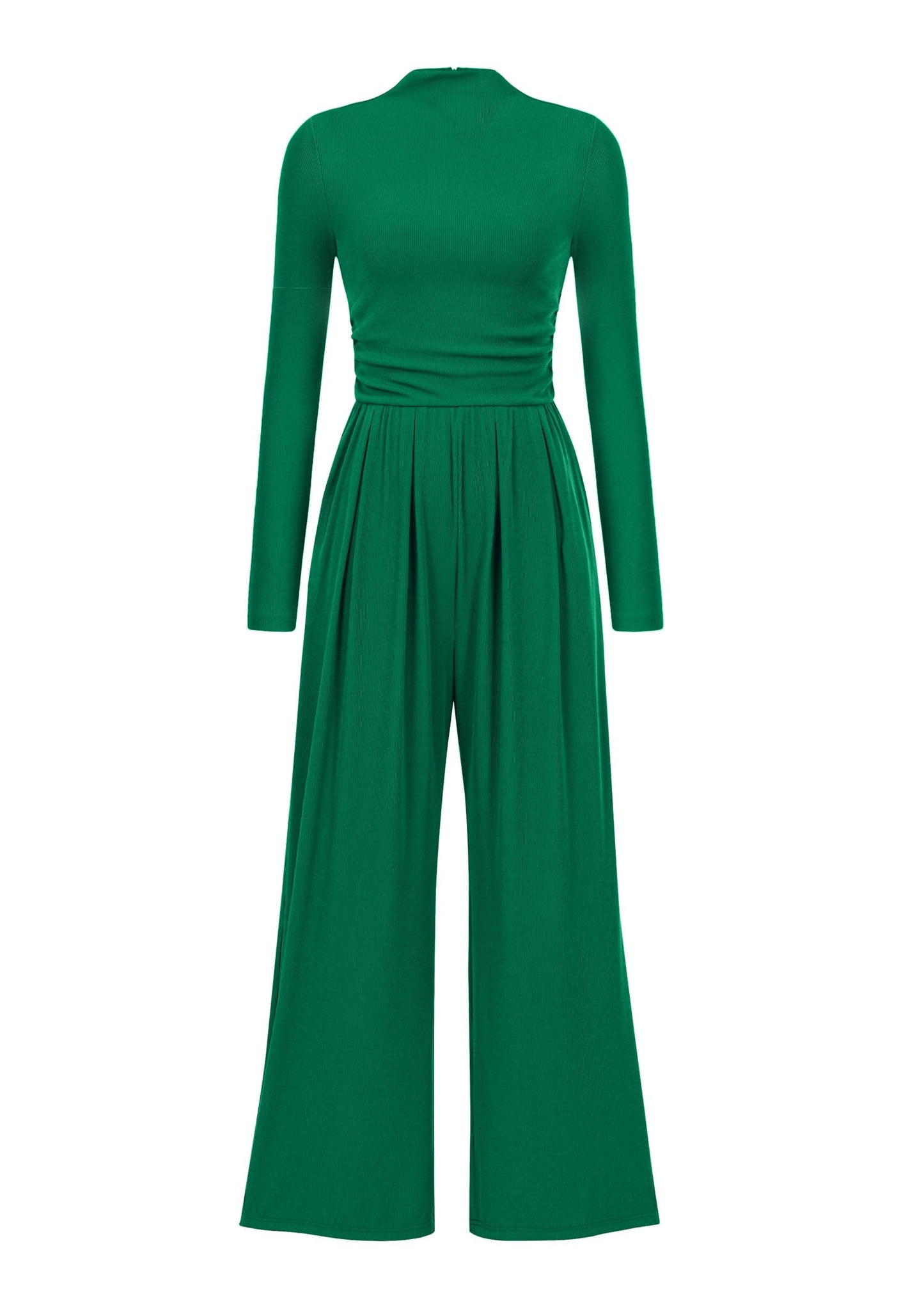 PRETTYGARDEN Women's Jumpsuit Dressy Casual Fall Fashion One Piece Outfits Long Sleeve Mock Neck Wide Leg Pants Rompers