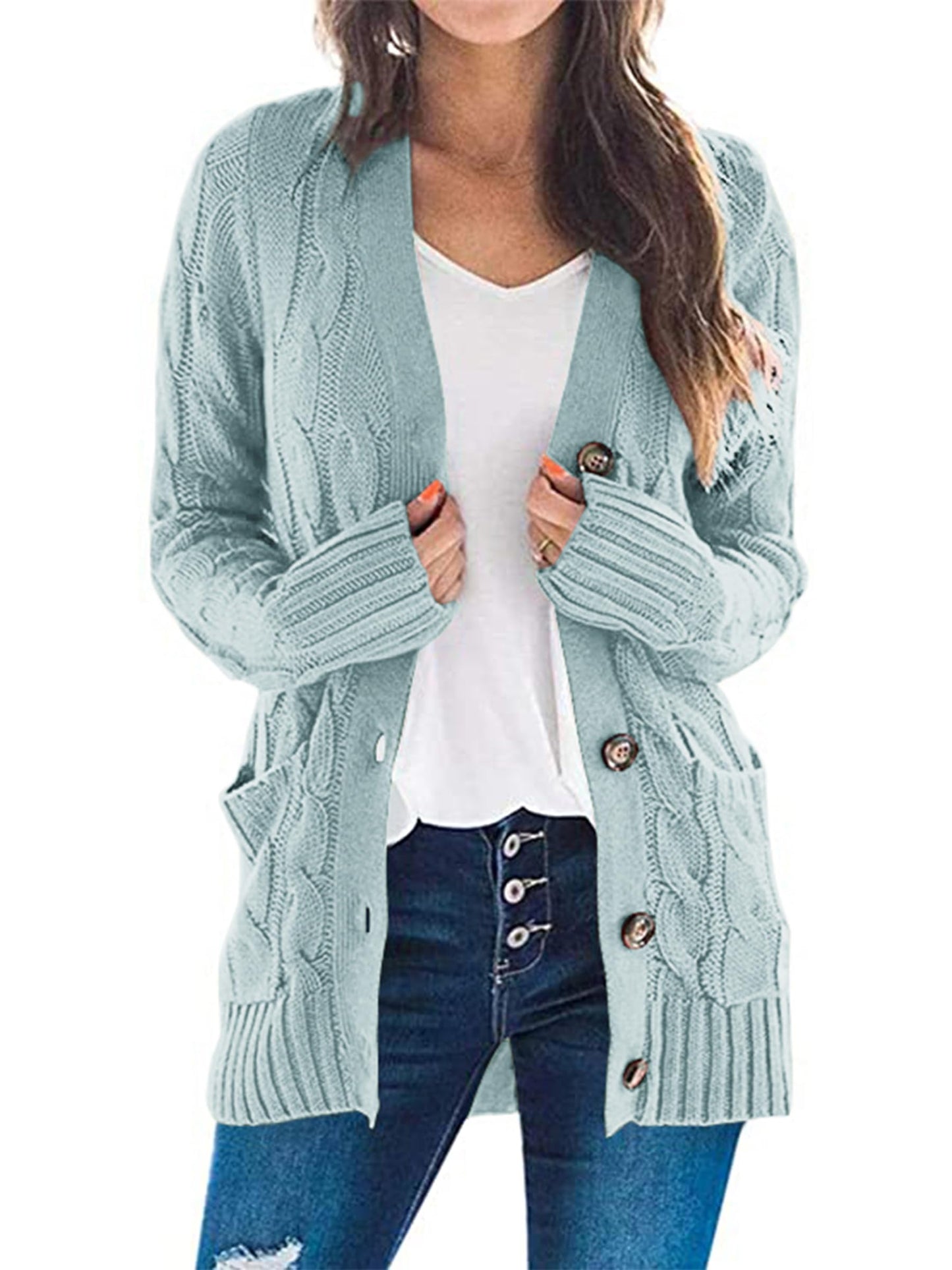 PRETTYGARDEN Women's Open Front Cardigan Sweaters Fall Fashion Button Down Cable Knit Chunky Winter Outerwear Coats