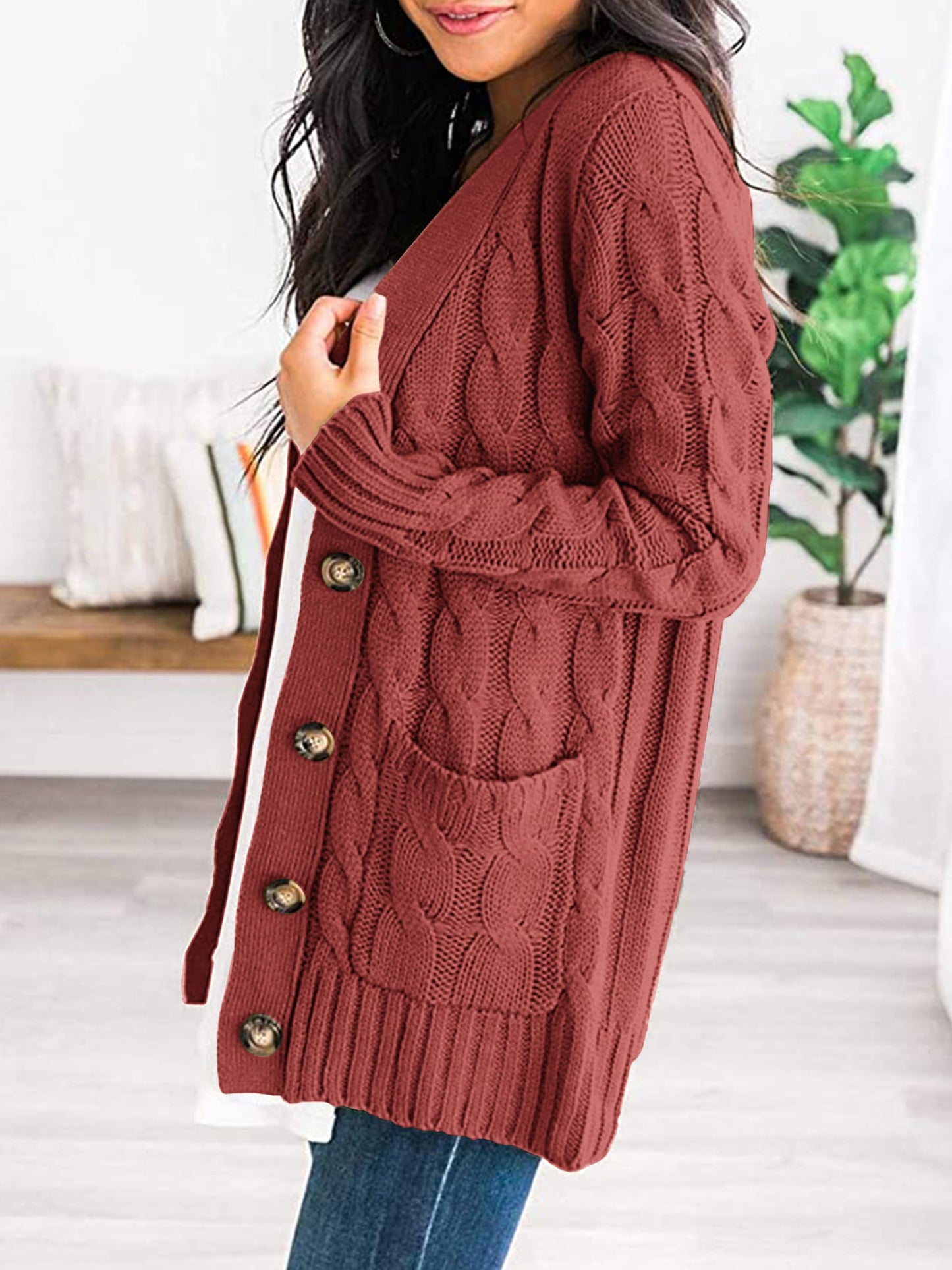 PRETTYGARDEN Women's Open Front Cardigan Sweaters Fall Fashion Button Down Cable Knit Chunky Winter Outerwear Coats