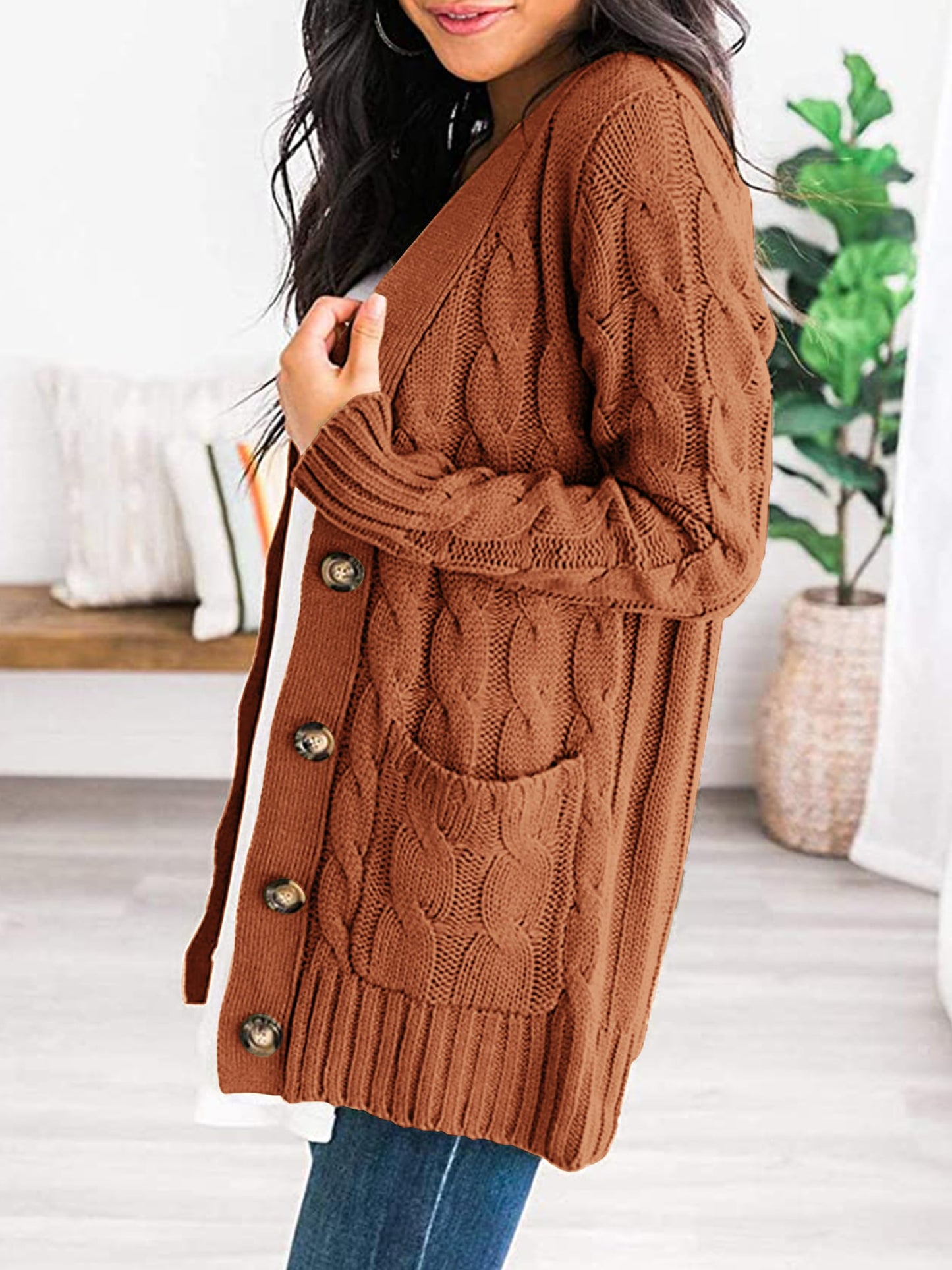 PRETTYGARDEN Women's Open Front Cardigan Sweaters Fall Fashion Button Down Cable Knit Chunky Winter Outerwear Coats