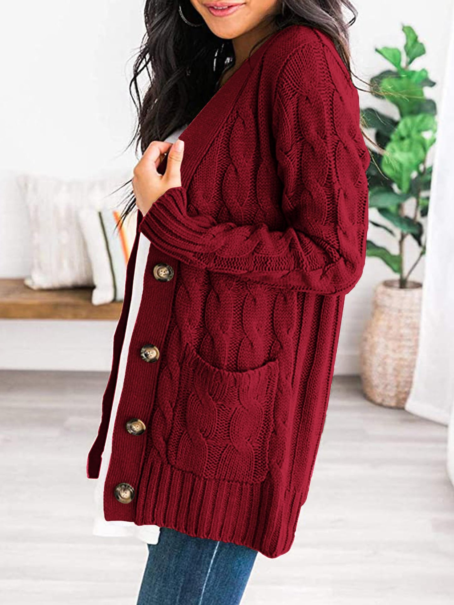 PRETTYGARDEN Women's Open Front Cardigan Sweaters Fall Fashion Button Down Cable Knit Chunky Winter Outerwear Coats