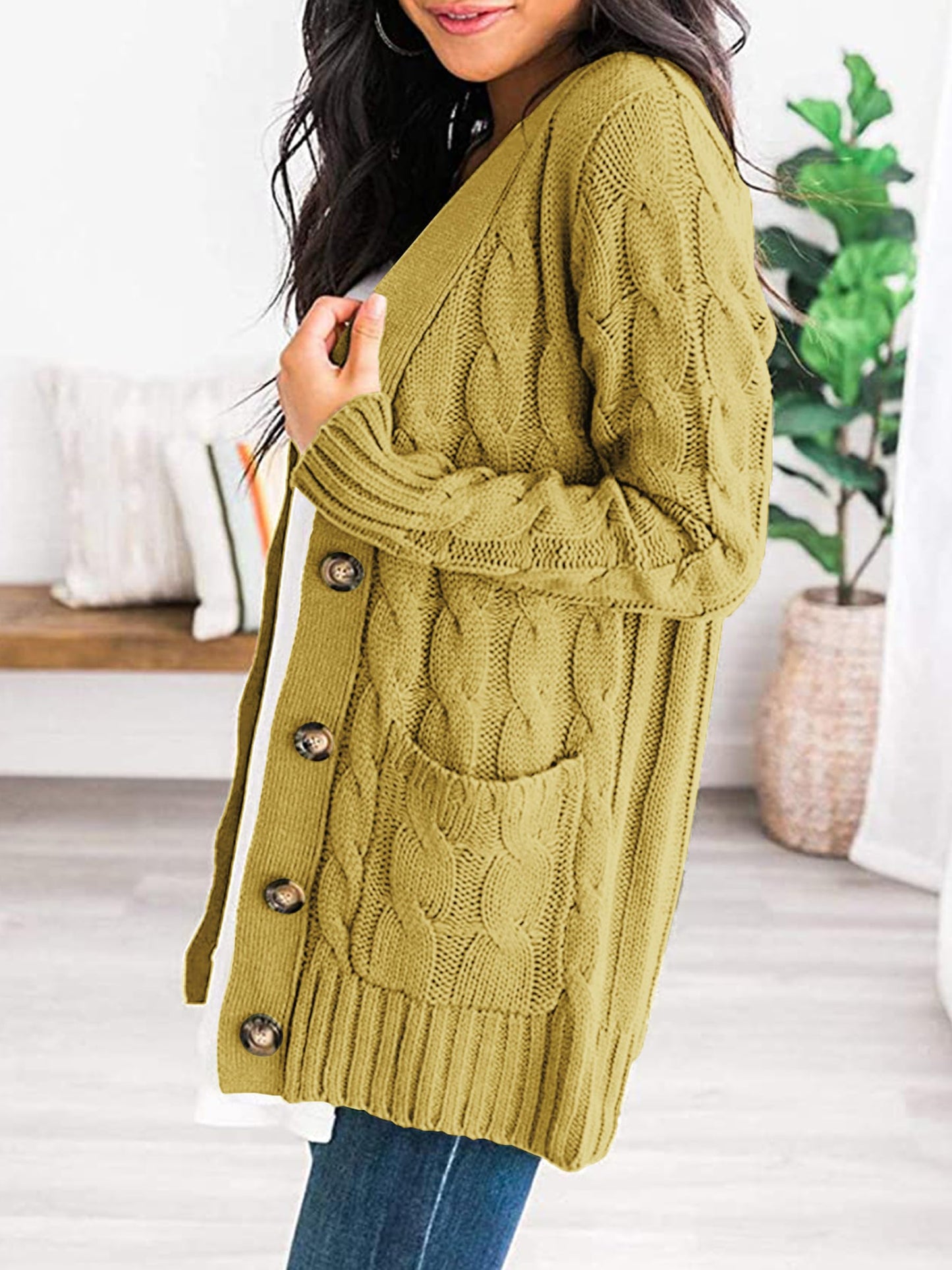 PRETTYGARDEN Women's Open Front Cardigan Sweaters Fall Fashion Button Down Cable Knit Chunky Winter Outerwear Coats