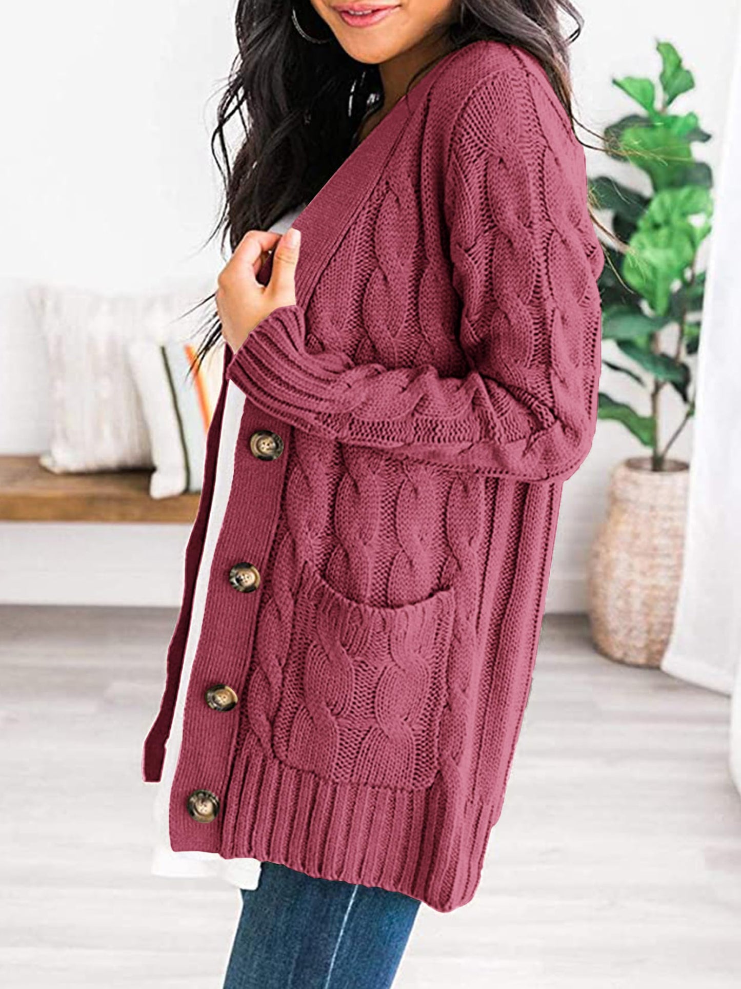 PRETTYGARDEN Women's Open Front Cardigan Sweaters Fall Fashion Button Down Cable Knit Chunky Winter Outerwear Coats