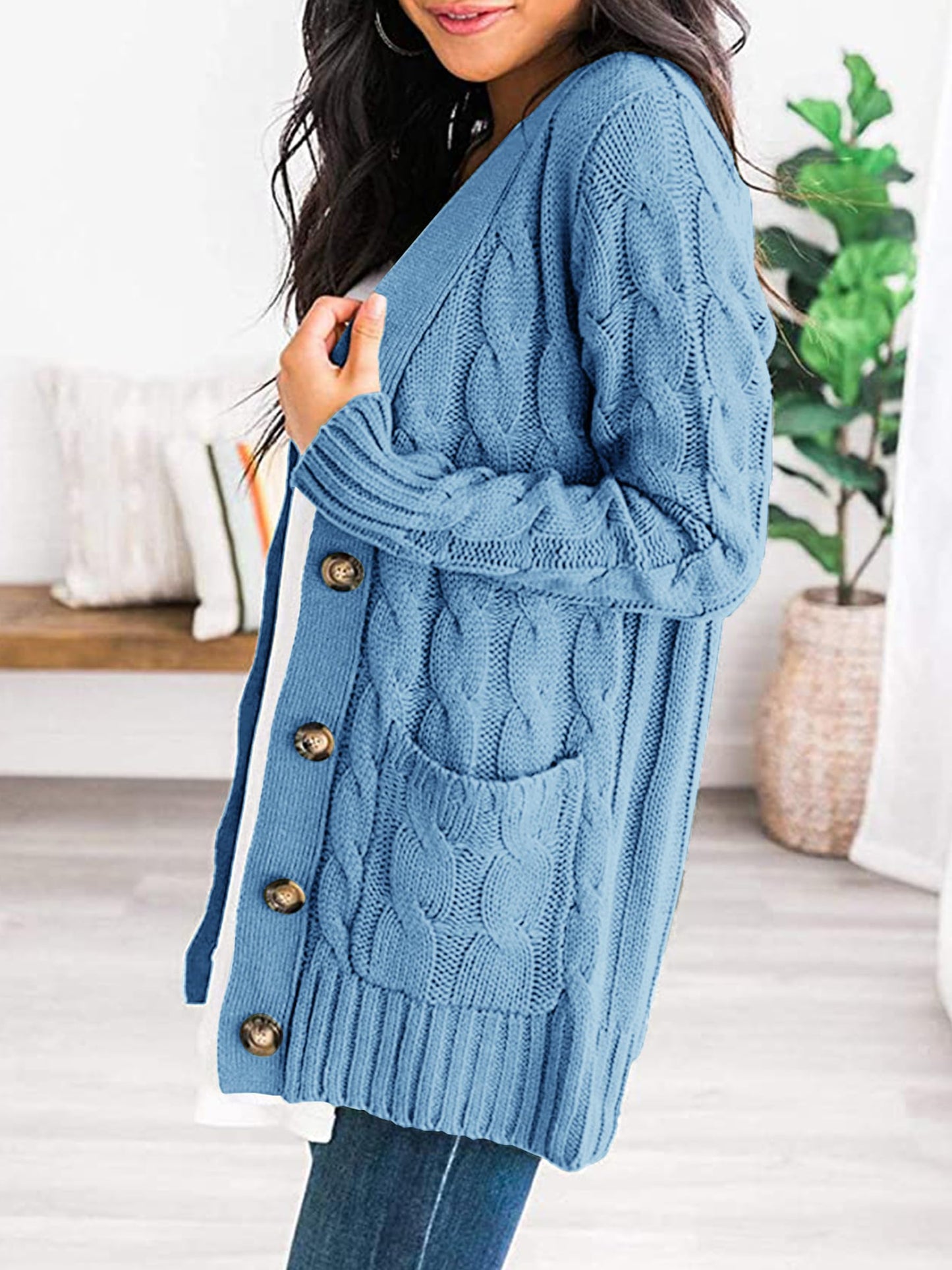 PRETTYGARDEN Women's Open Front Cardigan Sweaters Fall Fashion Button Down Cable Knit Chunky Winter Outerwear Coats