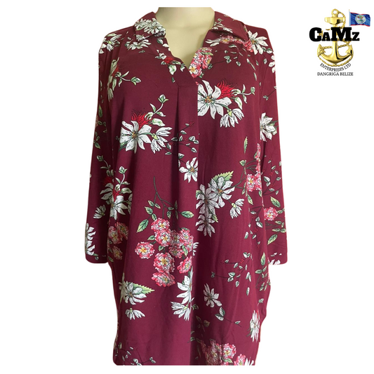 Burgundy floral shirt